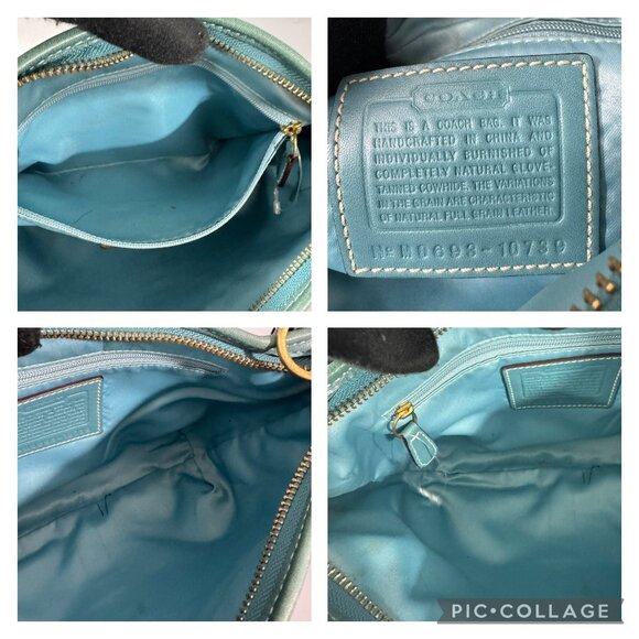 Vintage Coach # 10739 Small Ergo Hobo Teal Leather Handbag Blue Green - Picture 13 of 14